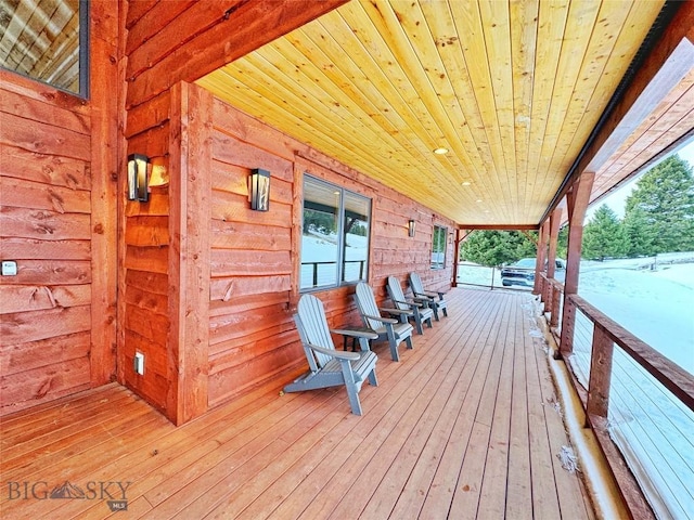 deck featuring a porch