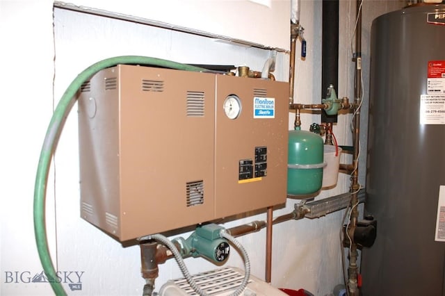 utility room with water heater