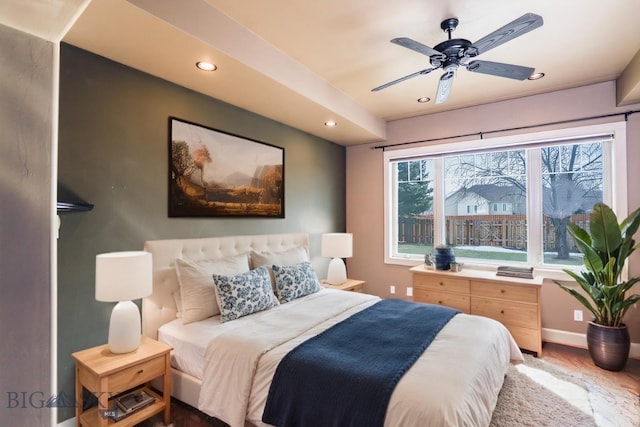 284 Annie Glade, Bozeman, MT 59718 - bedroom with recessed lighting, wood finished floors, ceiling fan, and baseboards