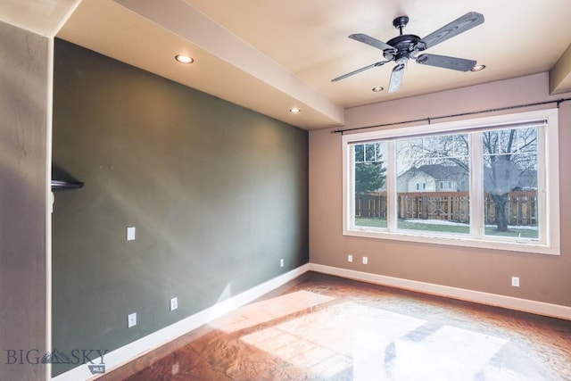284 Annie Glade, Bozeman, MT 59718 - spare room with baseboards, recessed lighting, wood finished floors, and ceiling fan