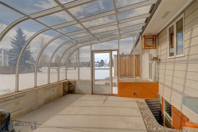 view of unfurnished sunroom