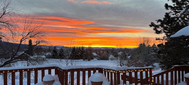 view of yard layered in snow