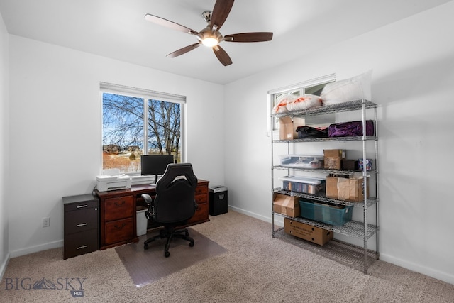 2465 Lasso Ave, Bozeman, MT 59718 - carpeted home office featuring ceiling fan and baseboards