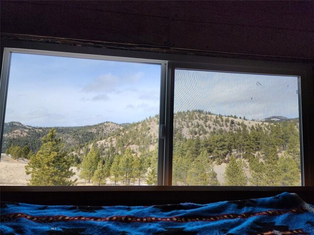 details with a mountain view and a view of trees