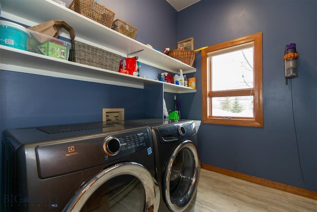 175 Vandyke Rd, Bozeman, MT 59718 - laundry room with washer and clothes dryer, wood finished floors, and baseboards