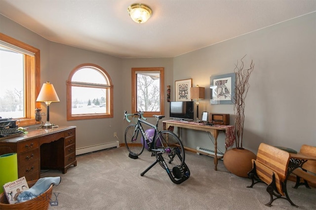 175 Vandyke Rd, Bozeman, MT 59718 - office area featuring a baseboard radiator and light colored carpet
