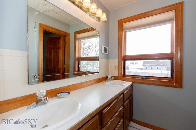 175 Vandyke Rd, Bozeman, MT 59718 - bathroom with double vanity and tile walls
