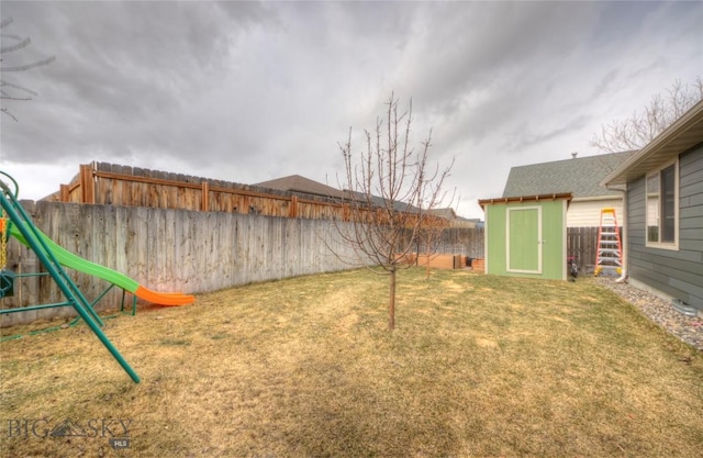 813 Pleiades Pl, Livingston, MT 59047 - view of yard featuring a fenced backyard, an outdoor structure, and a shed