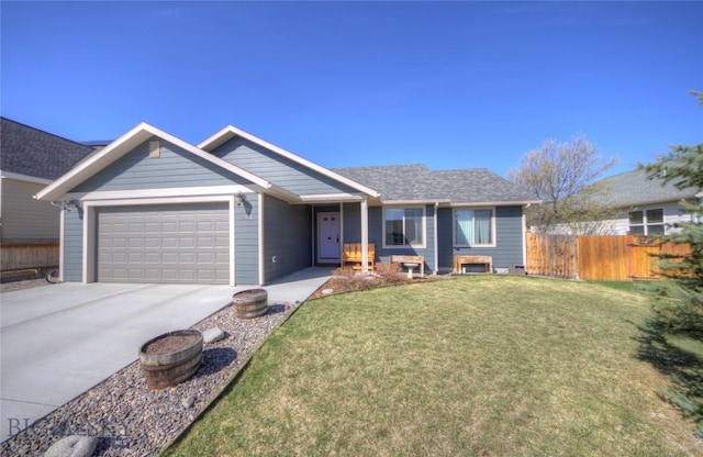 813 Pleiades Pl, Livingston, MT 59047 - ranch-style home featuring a front yard, fence, a garage, and concrete driveway