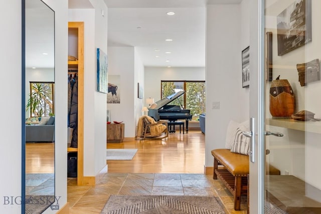 214 W Pine Cone Ter, Big Sky, MT 59716 - hall with recessed lighting and light wood-type flooring