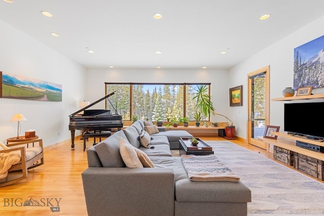 214 W Pine Cone Ter, Big Sky, MT 59716 - living area featuring recessed lighting and light wood finished floors
