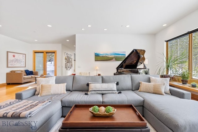 214 W Pine Cone Ter, Big Sky, MT 59716 - living room with recessed lighting and wood finished floors