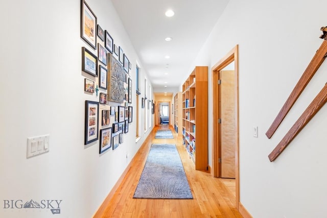 214 W Pine Cone Ter, Big Sky, MT 59716 - hall featuring recessed lighting and light wood finished floors