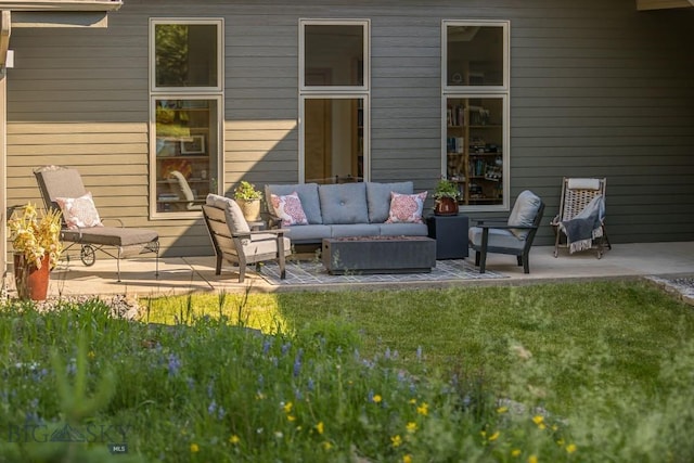 214 W Pine Cone Ter, Big Sky, MT 59716 - view of patio featuring outdoor lounge area
