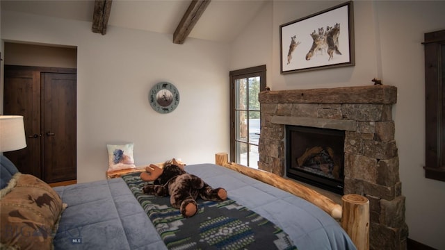 11310 Taiga Trl, Bozeman, MT 59715 - bedroom with a stone fireplace