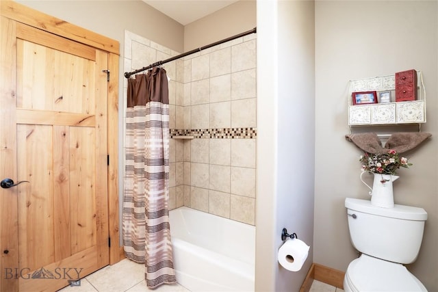 154 Nellie Ct, Manhattan, MT 59741 - full bath with shower / bath combo with shower curtain, tile patterned flooring, and toilet