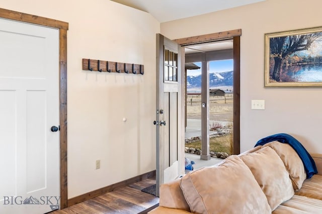 83 Sky Vw, Ennis, MT 59729 - entryway with wood finished floors, baseboards, and a mountain view