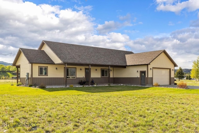 83 Sky Vw, Ennis, MT 59729 - single story home with a garage, a front lawn, roof with shingles, driveway, and covered porch