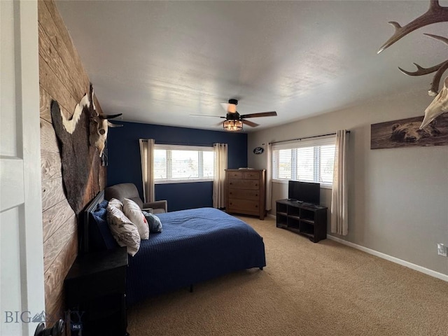 23 Indian Rings Rd, Big Timber, MT 59011 - bedroom featuring multiple windows, light carpet, and a ceiling fan