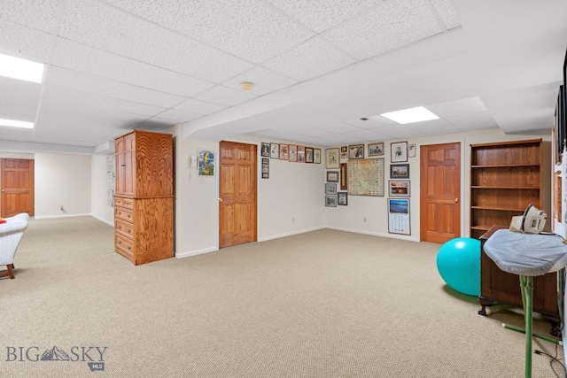 3310 Tumbleweed Dr, Bozeman, MT 59715 - exercise area with baseboards, carpet flooring, and a drop ceiling