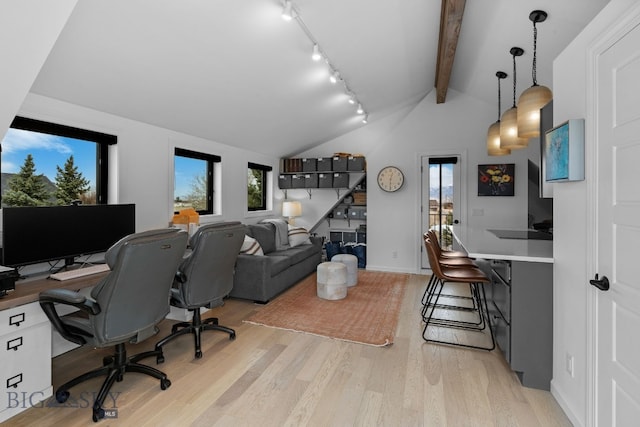 7980 Balsam, Bozeman, MT 59718 - home office featuring light wood finished floors and track lighting