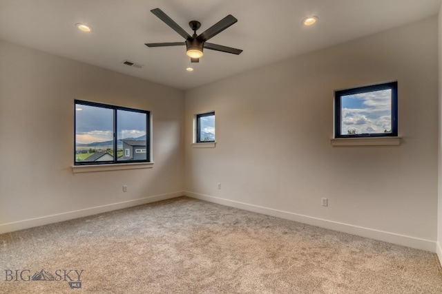1104 Ridgeview Trl, Livingston, MT 59047 - unfurnished room with carpet flooring, a ceiling fan, and recessed lighting