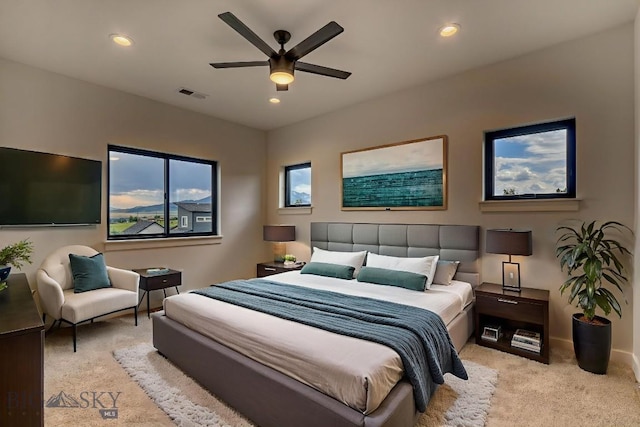 1104 Ridgeview Trl, Livingston, MT 59047 - bedroom with carpet flooring, recessed lighting, and a ceiling fan