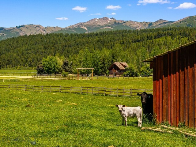 31255 Ninemile Rd, Huson, MT 59846 - view of mountain backdrop featuring a heavily wooded area, rural landscape, and agricultural land