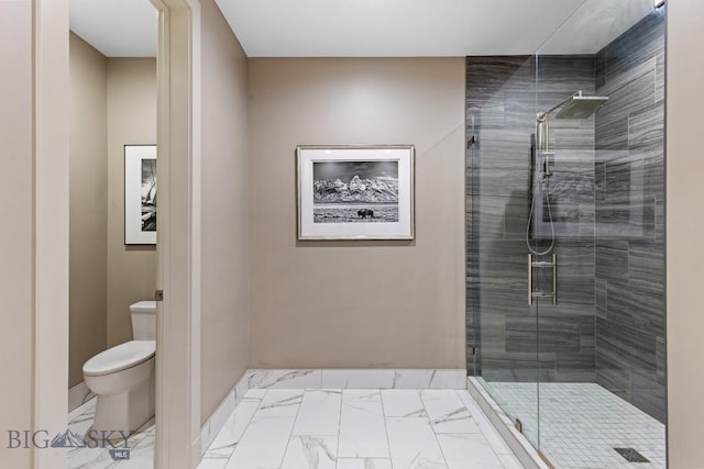 462 Black Bull Trl Unit D, Bozeman, MT 59718 - bathroom featuring a stall shower and marble finish flooring
