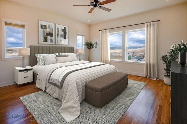 49 Wild Rye Pl, Three Forks, MT 59752 - bedroom with wood finished floors, recessed lighting, and ceiling fan