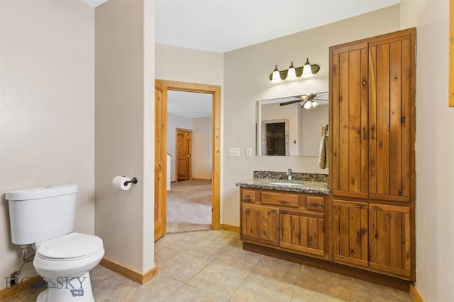 480 Moose Crossing Rd, Gallatin Gateway, MT 59730 - bathroom featuring vanity, a ceiling fan, and tile patterned floors