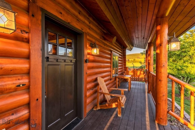 480 Moose Crossing Rd, Gallatin Gateway, MT 59730 - view of wooden porch