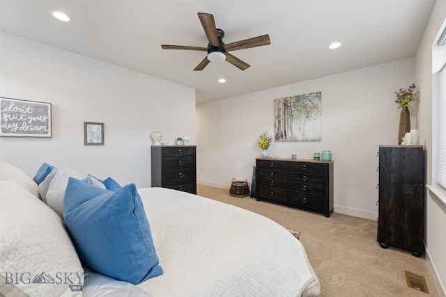 1502 Cyril Way, Belgrade, MT 59714 - bedroom with carpet floors, recessed lighting, baseboards, and a ceiling fan