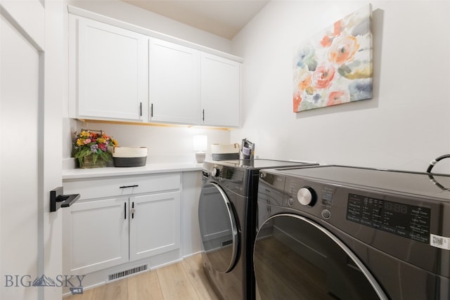 1502 Cyril Way, Belgrade, MT 59714 - washroom with washer and dryer, cabinet space, and light wood-style floors