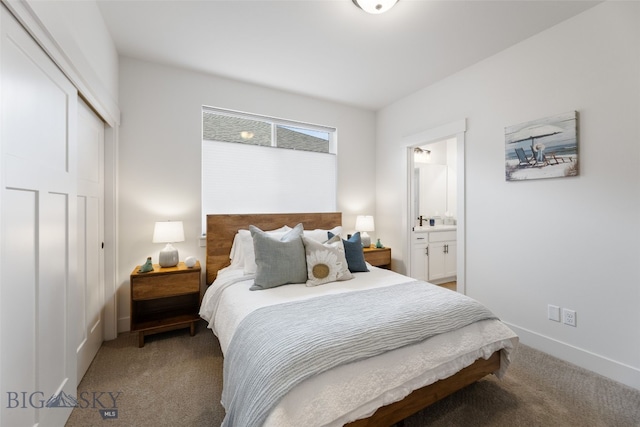 1502 Cyril Way, Belgrade, MT 59714 - bedroom featuring light colored carpet, a closet, connected bathroom, and baseboards