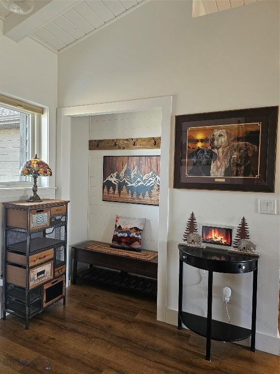 9 Blue Stem Way, Three Forks, MT 59752 - corridor with dark wood-type flooring and wooden ceiling