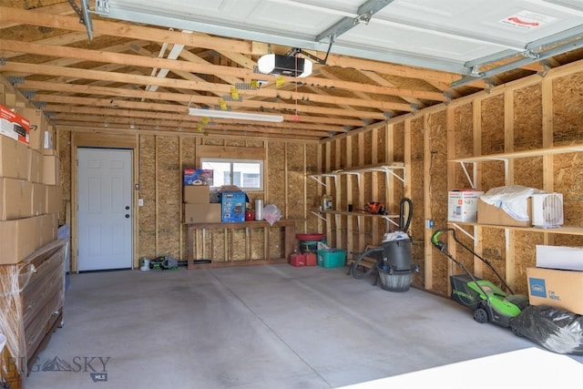 garage with a garage door opener