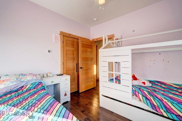 251 Fawn Mdw, Manhattan, MT 59741 - bedroom featuring dark wood-type flooring and a ceiling fan