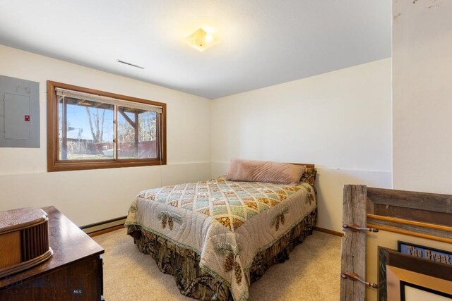 490 Secretariat Cir, Belgrade, MT 59714 - bedroom with baseboards, baseboard heating, carpet, and electric panel