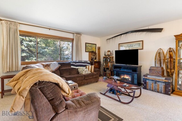 490 Secretariat Cir, Belgrade, MT 59714 - living room with carpet and a lit fireplace