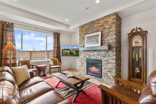 1510 Deadwood Loop, Belgrade, MT 59714 - living area with a fireplace and recessed lighting