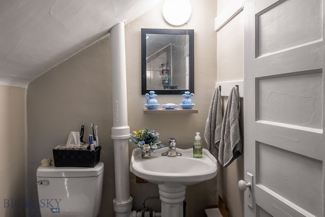220 4th Ave E, Three Forks, MT 59752 - half bath featuring toilet and lofted ceiling