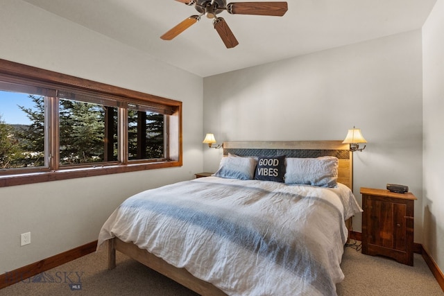 2430 Two Gun White Calf Rd, Big Sky, MT 59716 - bedroom featuring carpet floors, baseboards, and ceiling fan