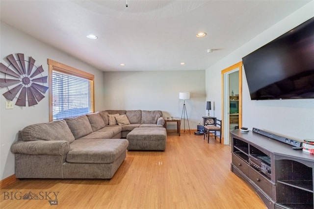 1916 S Jackson, Butte, MT 59701 - living area featuring baseboards, recessed lighting, and light wood-style floors