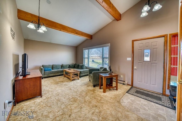5585 W Cameron Bridge Rd, Manhattan, MT 59741 - entrance foyer with carpet flooring, baseboard heating, and a chandelier