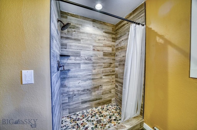 5585 W Cameron Bridge Rd, Manhattan, MT 59741 - full bath with a tile shower and a textured wall