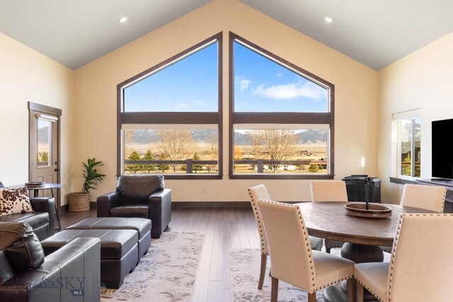 9 Cedar Ct, Ennis, MT 59751 - dining space featuring healthy amount of natural light, hardwood / wood-style flooring, and lofted ceiling