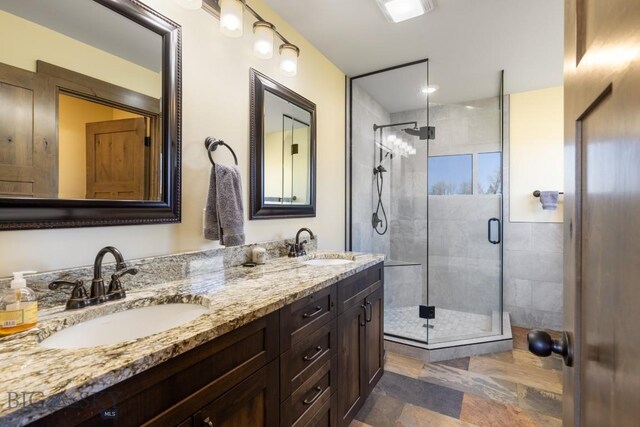 9 Cedar Ct, Ennis, MT 59751 - full bath featuring a stall shower and double vanity