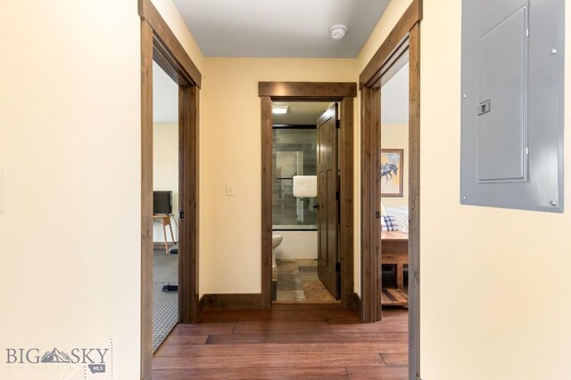 9 Cedar Ct, Ennis, MT 59751 - corridor featuring electric panel and wood finished floors