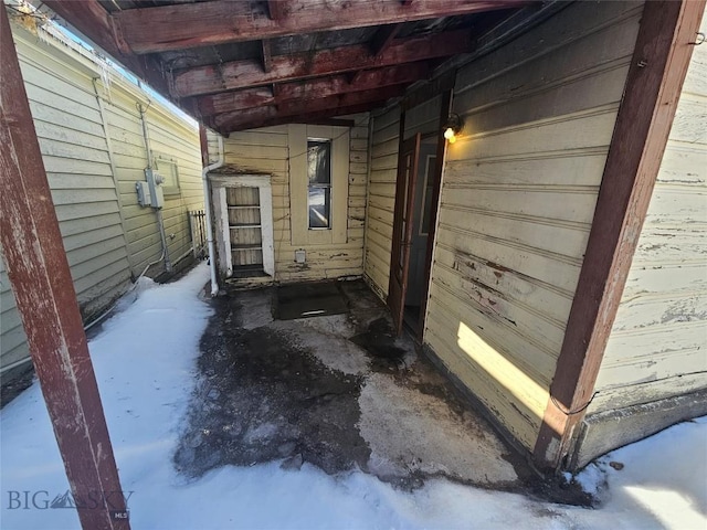 view of side of property with a garage